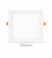 Slim square LED panel light for recessed ceiling with white frame in 205MM