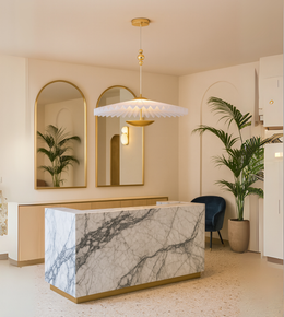 Daya Worldwide luminous pendant light featuring layered, glowing design suitable for modern home decor and lighting.