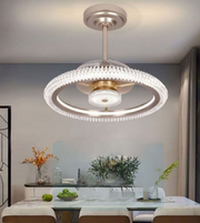 Daya Worldwide Imperia double ring crystal chandelier ceiling fan with elegant crystal accents and modern design.
