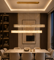 LUXURY DOUBLE-LAYER LINEAR PENDANT LIGHT WITH GOLD FINISH