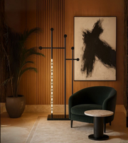 LED architectural black floor lamp with hooks placed
