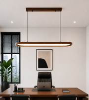 ELEGANT WOOD-FINISH LINEAR PENDANT WITH TRICOLOR LED