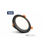 Luxe 3 in 1 LED panel downlight 12W and 18W in black body with 100mm and cutout