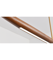 ELEGANT WALNUT WOOD LINEAR PENDANT WITH 3000K LED