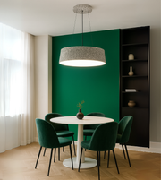 Round Velora Drum Pendant light by Daya Worldwide hanging ceiling fixture with sleek design and modern style.