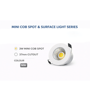 Mini COB spot light from Daya Worldwide's series, showcasing a sleek black spotlight fixture for modern lighting and decor.