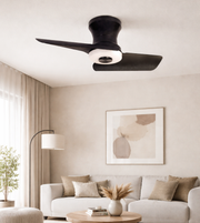 Daya Worldwide Nova Two Blade Light Fan ceiling fan with sleek design and integrated light fixture, mounted on ceiling.