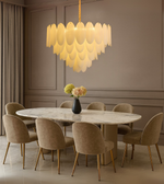 Golden cascading petal chandelier