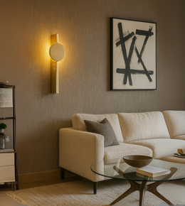 Lumina black wall lights mounted in a modern luxury living room