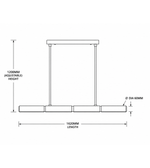 Technical dimension drawing of modern 4-light linear LED pendant chandelier showing 1620MM length, 60MM body diameter, and 1200MM adjustable hanging height.