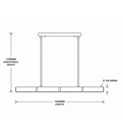 Technical dimension drawing of modern 4-light linear LED pendant chandelier showing 1620MM length, 60MM body diameter, and 1200MM adjustable hanging height.
