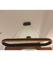 1200MM OVAL LED PENDANT LIGHT IN BLACK & GOLD FINISH