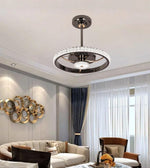 Elegant crystal chandelier fan with intricate design, blending ceiling fan functionality with luxurious crystal decor by Daya Worldwide.