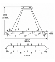 MODERN BLACK OVAL LED RING CHANDELIER WITH MULTIPLE LIGHTS