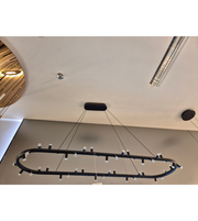 MODERN BLACK OVAL LED RING CHANDELIER WITH MULTIPLE LIGHTS