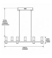 MODERN LINEAR 7-LIGHT GLASS PENDANT