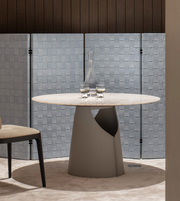 Modern Luna Sculpt Dining Table by Daya Worldwide featuring a sleek, sculpted wooden surface and sturdy base for contemporary dining rooms.
