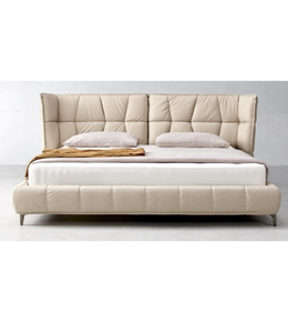 Daya Worldwide Luna Bed with sleek modern design, featuring a plush upholstered headboard and sturdy wooden frame.