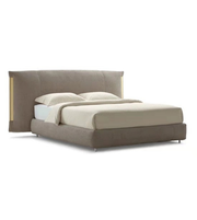 Serene upholstered bed by Daya Worldwide with plush fabric headboard and sleek modern frame, perfect for a stylish bedroom.