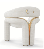Elegant luxury dining chair with plush upholstery and sleek wooden legs, ideal for sophisticated dining room decor.