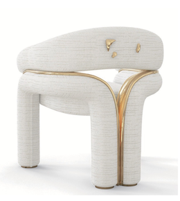 Elegant luxury dining chair with plush upholstery and sleek wooden legs, ideal for sophisticated dining room decor.