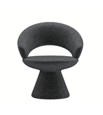Sculpted dining chair with ergonomic design and wooden legs, ideal for modern dining rooms.