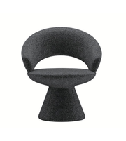 Sculpted dining chair with ergonomic design and wooden legs, ideal for modern dining rooms.
