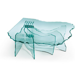 Modern Aqua Rift coffee table by Daya Worldwide featuring a sleek design and contemporary style in a stylish living room setting.