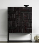 Daya Worldwide Nomad Grid Cabinet bar unit with open shelving and metal frame in a modern, minimalist design.