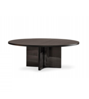 Round obsidian dining table by Daya Worldwide with smooth black surface and sturdy base, perfect for modern dining rooms.