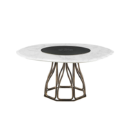 Round Daya Worldwide dining table with a smooth wooden surface and sturdy legs, ideal for modern kitchen or dining room.
