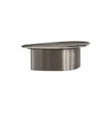 Sculptural marble coffee table with smooth, polished surface and modern design, featuring a unique artistic shape.