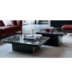 Black marble top coffee table set by Daya Worldwide, modern design with sleek black finish, perfect for contemporary living rooms.