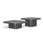 Black marble top coffee table set by Daya Worldwide featuring modern design and sleek black finish.
