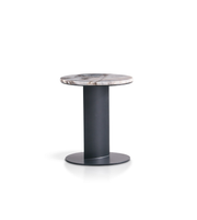 Daya Worldwide Luna marble side table with round top and sleek metal legs, modern decor for living room or bedroom.
