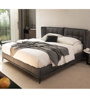 Dark wood Noir Panel Bed with a sleek headboard and sturdy frame, showcasing modern bedroom furniture design by Daya Worldwide.