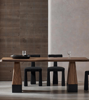 Modern Terra Edge dining table by Daya Worldwide with a sleek wooden surface and sturdy metal legs for contemporary dining rooms.