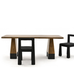Modern Terra Edge Dining Table by Daya Worldwide with sleek wooden surface and sturdy metal legs for contemporary dining spaces.