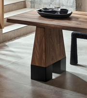 Modern Terra Edge Dining Table by Daya Worldwide featuring a sleek wooden surface and sturdy metal legs.