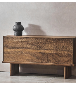 Textured wood sideboard cabinet by Daya Worldwide with sleek design and natural wood finish, perfect for stylish living spaces.