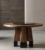 Round Daya Worldwide Orion dining table with wooden finish and sturdy base, ideal for contemporary dining rooms.