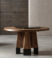 Round Daya Worldwide Orion dining table with wooden finish and sturdy base, ideal for contemporary dining rooms.