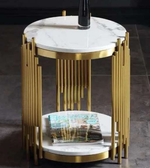 Modern Daya Worldwide side table with a sleek wooden top and metal legs, suitable for living room or bedroom decor.