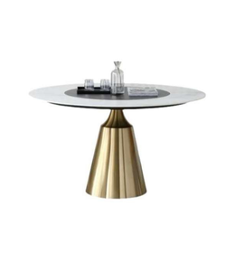 Celeste pedestal dining table by Daya Worldwide with a sleek wooden top and sturdy base, ideal for modern dining rooms.