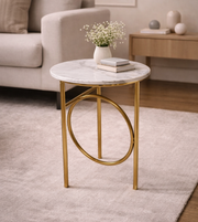 Daya Worldwide Nova Ring Side Table with round top and sleek metal ring base, modern furniture piece for living room decor.