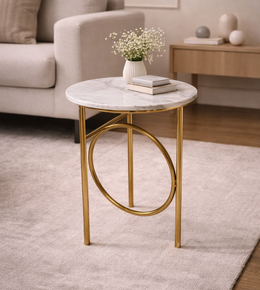 Daya Worldwide Nova Ring Side Table with round top and sleek metal ring base, modern furniture piece for living room decor.