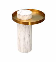 Daya Worldwide Aurora Luxe accent side table with a sleek design, featuring a metallic finish and modern style for living room decor.