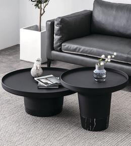 Set of modern Daya Worldwide coffee tables with sleek wooden tops and black metal legs, ideal for contemporary living rooms.