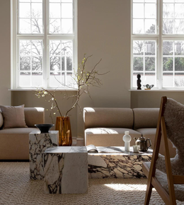 Milano marble block coffee table set by Daya Worldwide featuring sleek marble surfaces and modern design.