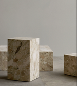 Set of Milano marble block coffee tables by Daya Worldwide, featuring sleek marble surfaces and modern design.